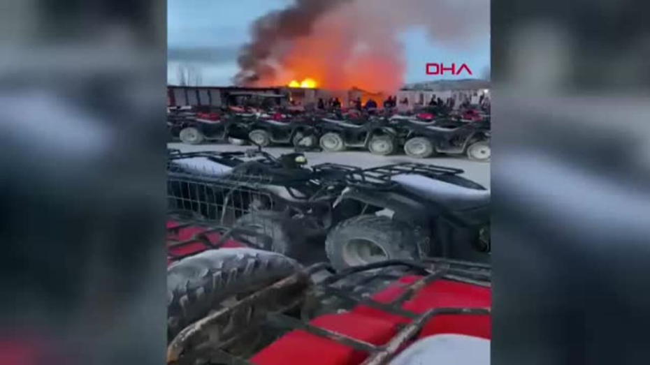 Kapadokya'da ATV İşletmesinde Korkutan Konteyner Yangını