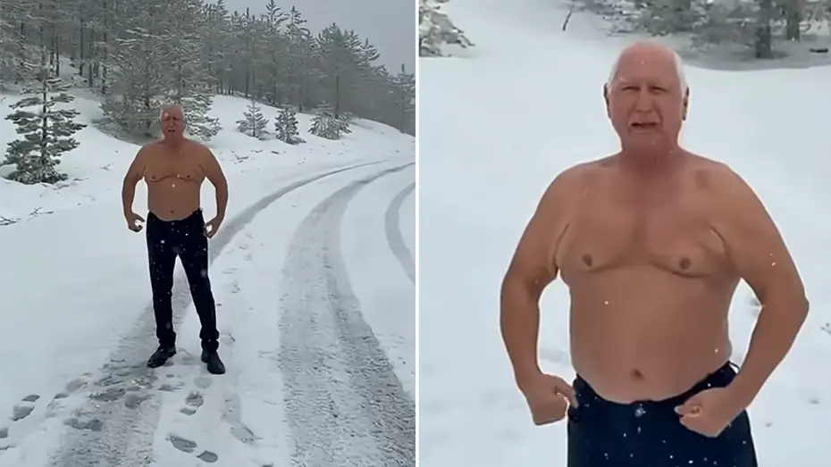 Prof. Dr. Şener Üşümezsoy'dan Şaşırtan Performans: Murat Dağı'nda Kar Üstünde Soyundu